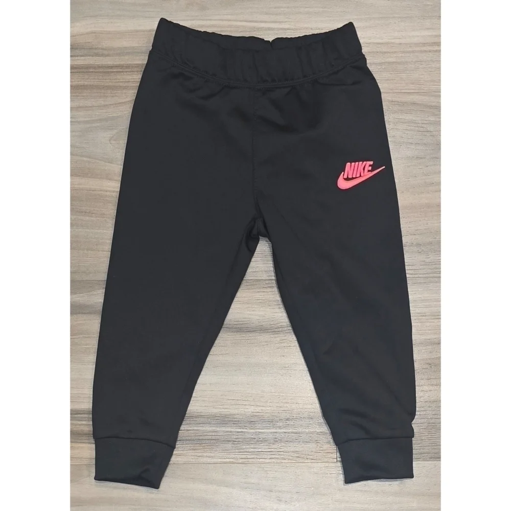 Nike Black Joggers with Pink Logo Size 18 Months
